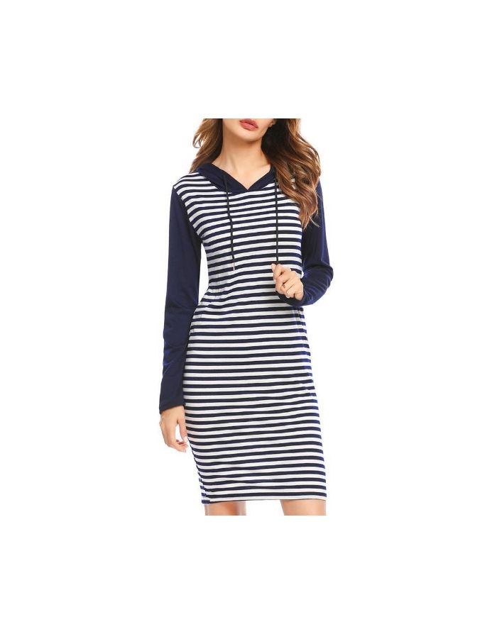 Fashion Striped Sweatshirts Hooded Spring Fall Long Tops